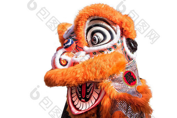 特写镜头色彩斑斓的中国人一年服装橙色边缘