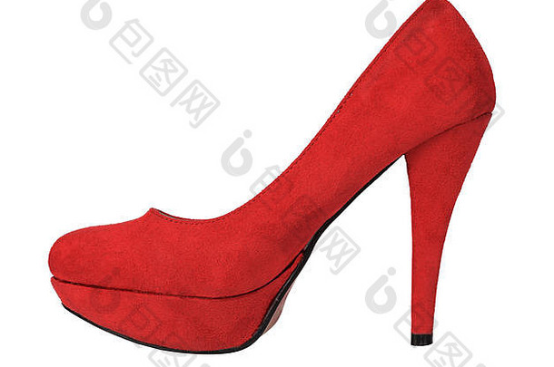 红色的仿麂皮法院鞋平台唯一的孤立的白色女人的鞋子可笑的高非常