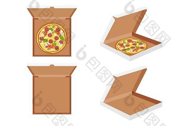 披萨打开关闭纸板盒子