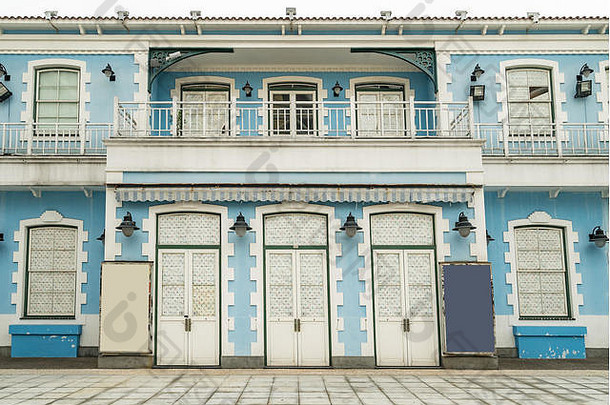 罗西奥广场蓝色的建筑渔人码头澳门