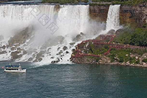 尼亚加拉瀑布美国瀑布安大略加拿大美国(女士雾)船旅游尼亚加拉河马蹄瀑布