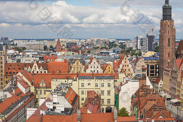 全景视图弗罗茨瓦夫历史中心波兰