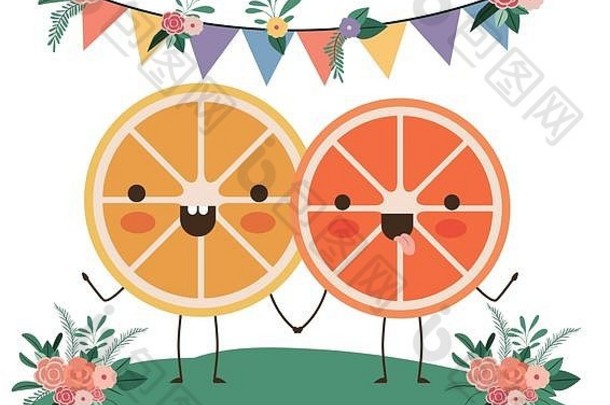 可爱的橙子夫妇花园卡哇伊字符