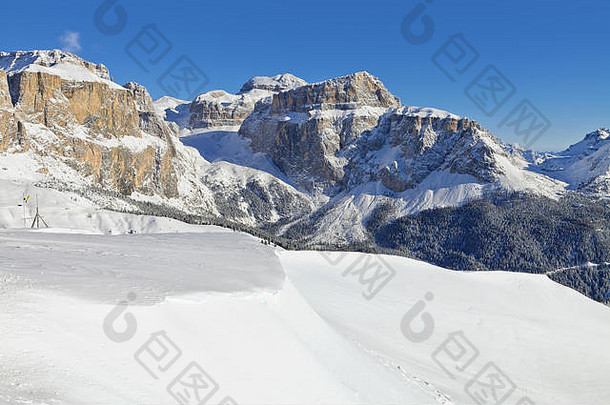 意大利白云石山脉冬天秋天法萨滑雪区域特伦蒂诺-上-阿迪杰地区意大利