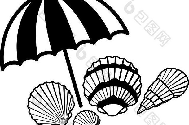 海滩伞夏天条纹图标