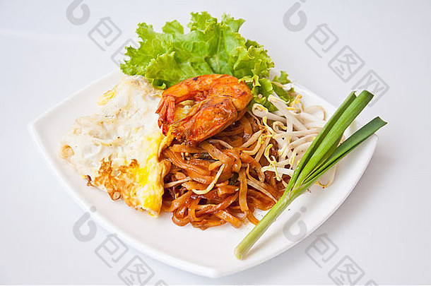 美味的泰国食物调用pudthai面条混合成分蔬菜