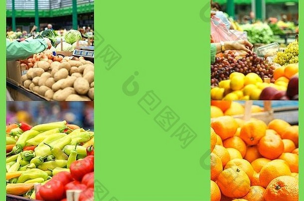 农民的食物市场摊位各种有机蔬菜水果关闭复制空间