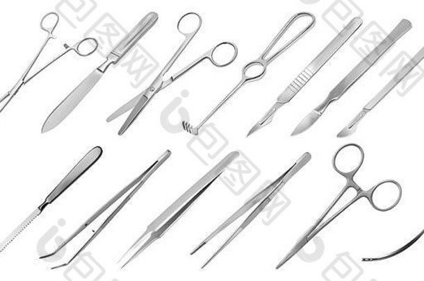 外科手术仪器类型镊子手术刀利斯顿截肢刀剪辑紧固件直剪刀人锯齿状的钩