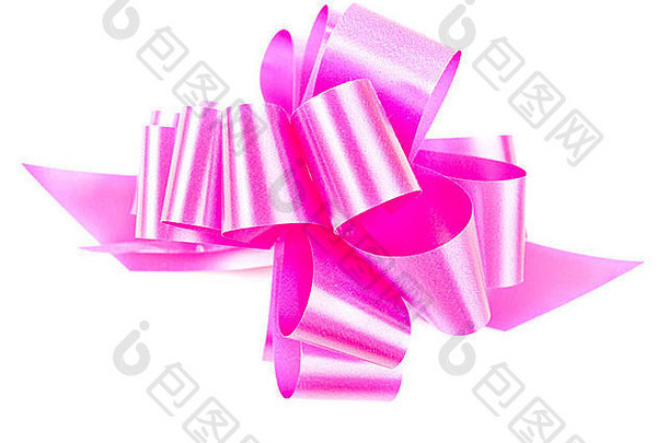 粉红色的礼物弓孤立的白色
