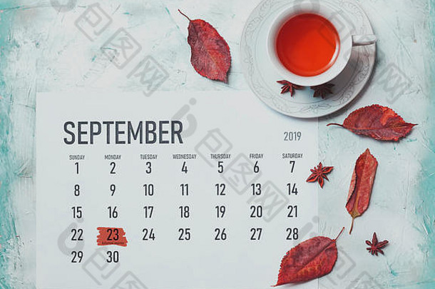 秋天的昼夜平分点9月昼夜平分点9月突出显示日历