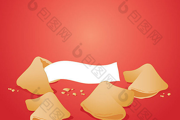 插图美味的《财富》杂志饼干面包屑白色请注意文本丰富的红色的背景