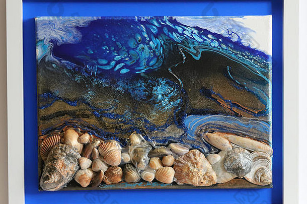 杰恩斯蓝色的海贝壳艺术作品