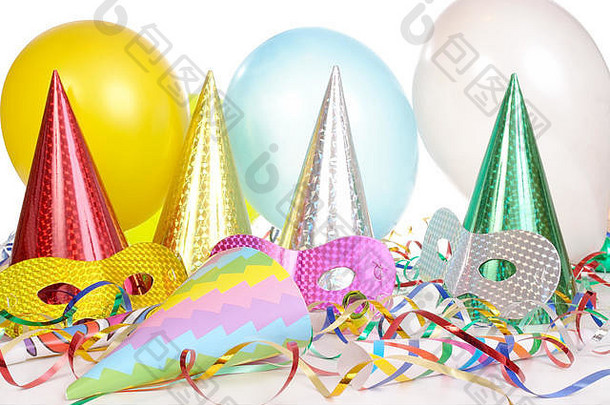 聚会，派对锥帽飘带管道气球狂欢节面具