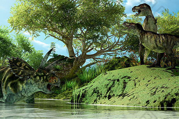 暴龙恐龙咆哮挫折科阿韦拉克拉龙恐龙水避难所攻击