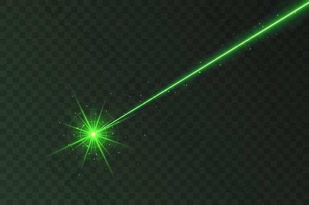 绿色激光梁光效果孤立的透明的背景