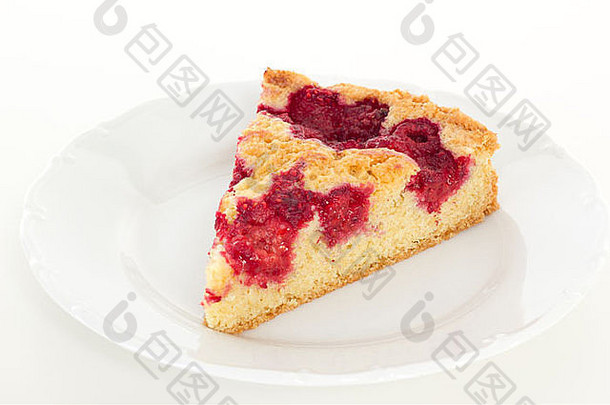 吃美味的片树莓蛋糕