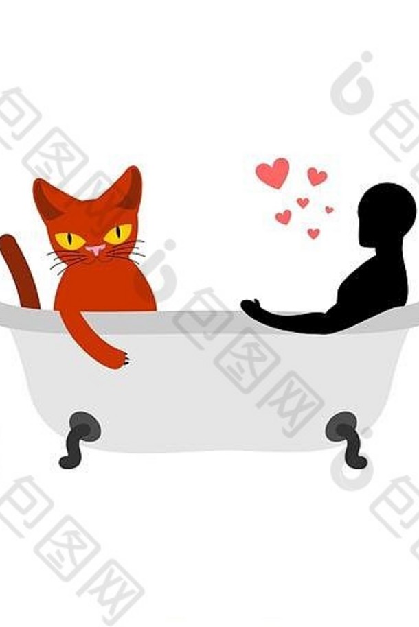 猫情人浴基蒂激情感情情人联合洗澡宠物的家伙浪漫的日期