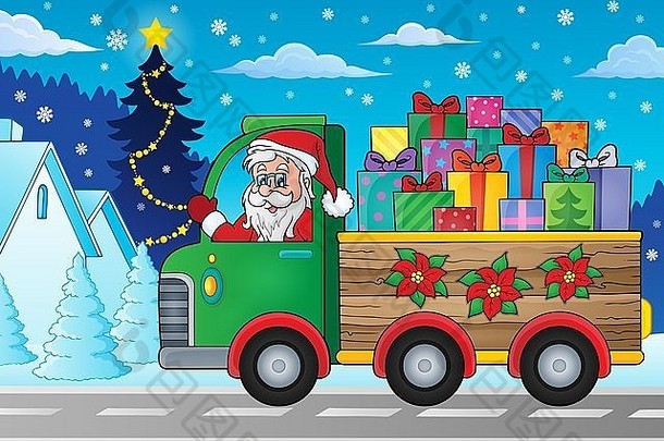 <strong>圣诞</strong>节卡车主题图像图片插图