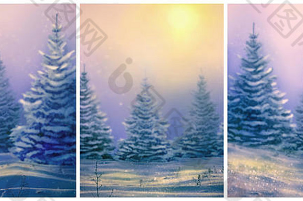 圣诞节卡片早....冬天景观雪圣诞节树圣诞节背景设计雪地里下降雪自然