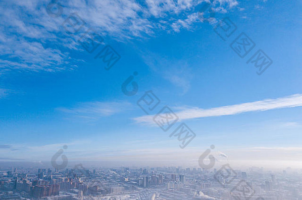 城市景观高现代住宅建筑街道购物中心天空云冷冬天一天拍摄直升机四轴飞行器