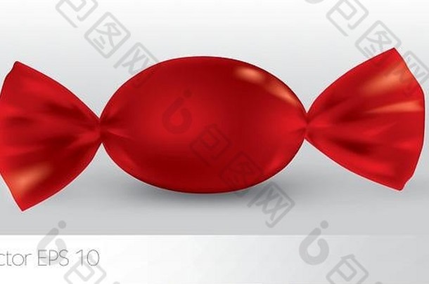 红色的椭圆形糖果包设计隔离产品白色背景反射焊接红色的颜色
