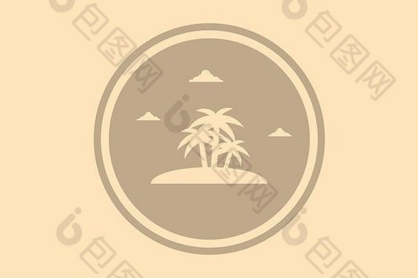 轮廓棕榈岛屿景观