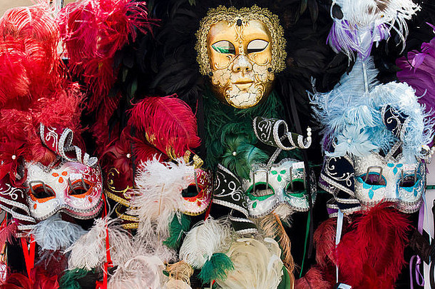 典型的威尼斯狂欢节面具市场葡萄园地区意大利