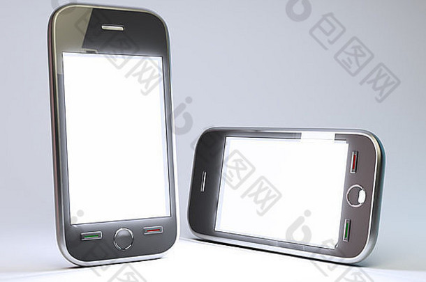 通用的智能手机清晰的白色屏幕