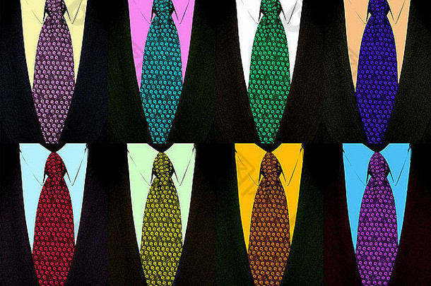 领带西装波普艺术风格