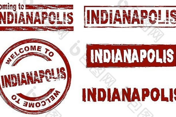 集程式化的墨水邮票显示城市印第安纳波利斯