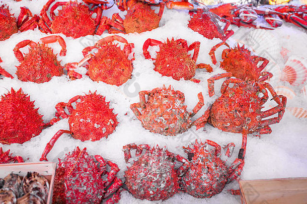 户外鱼市场蟹虾冰巴黎法国
