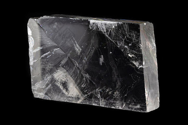 冰岛晶石透明的方解石矿物墨西哥孤立的纯黑色的背景