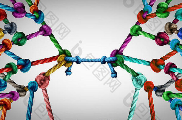 连接团队连接集团概念绳子系有关牢不可破的链业务信任比喻