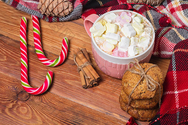 假期杯可可棉花糖咖啡香料首页饼干圣诞节背景