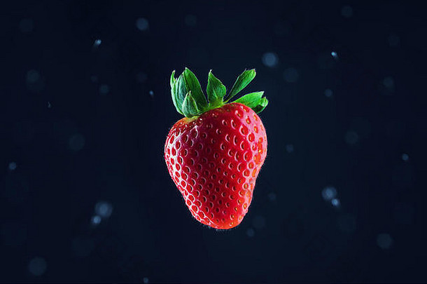 草莓孤立的黑色的背景
