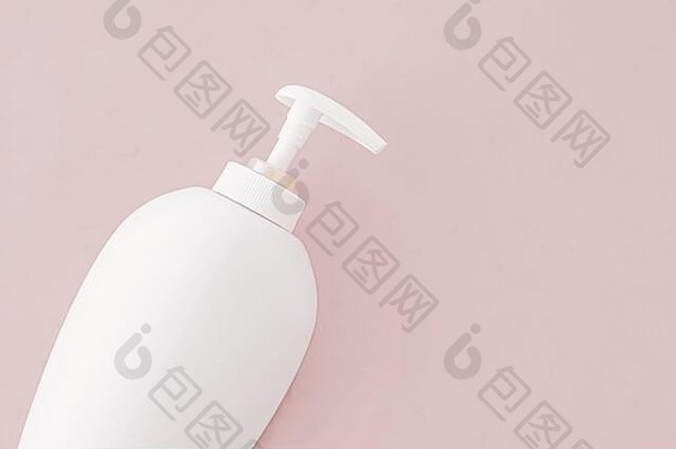 瓶抗菌液体肥皂手洗手液米色背景卫生产品健康护理概念