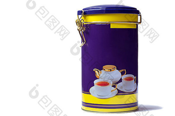 盒子紧身成员存储茶装饰图像水壶杯提出了白色背景
