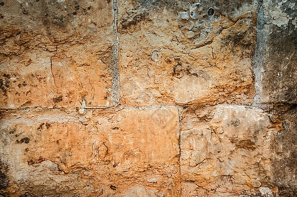 饱经风霜的岁的石头砖岩石墙纹理模式背景绘画合适的墙艺术