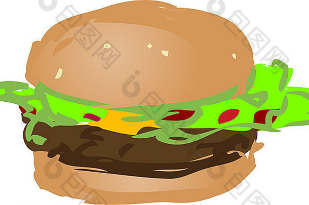 汉堡快食物手画插图