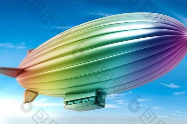 彩虹彩色的飞艇空气插图