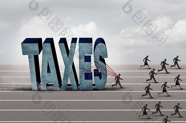 税负担业务概念慢负担纳税人拉重岩石形状的插图税文本人运行路径