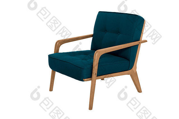 青色扶手椅现代设计师椅子白色背景纹理椅子