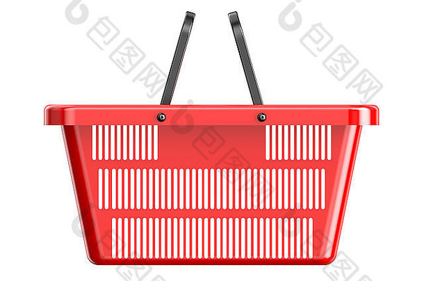 红色的购物篮子孤立的白色背景