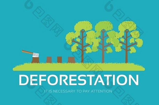 问题森林砍伐平设计背景概念生态自然问题图标产品插图网络移动应用程序