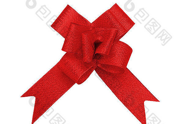 红色的织物纺织弓孤立的白色背景