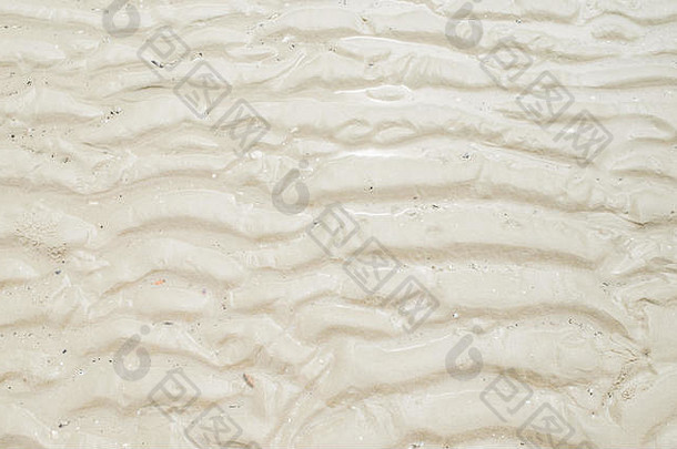 湿沙子海滩海岸线纹理背景波形式