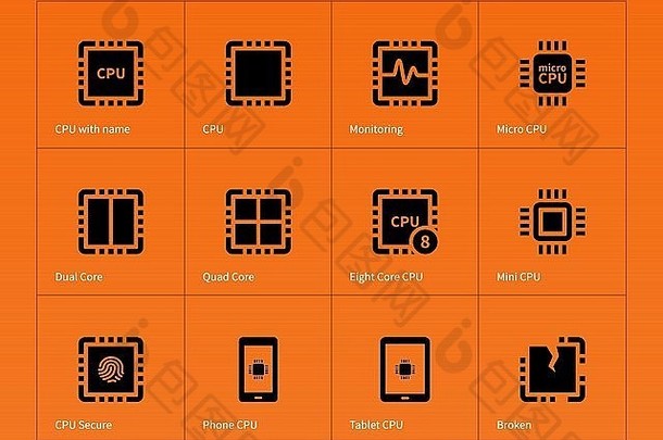 微处理器图标橙色背景