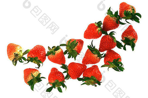 草莓白色背景特写镜头