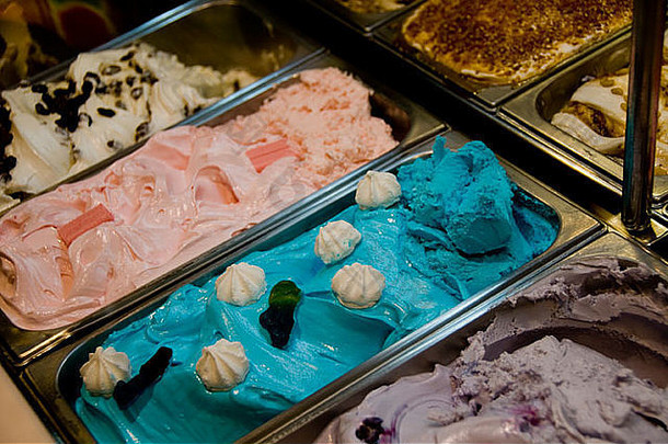 软冰奶油显示软冰奶油商店蓝色不错的法国