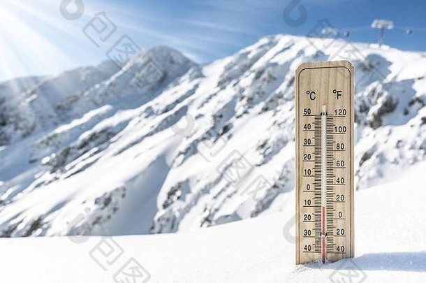 温度计山雪显示温度这低温度度摄氏度华氏温度